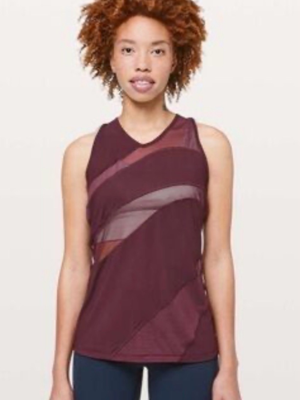 lululemon athletica Maroon Mesh-Panel Athletic Tank